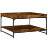 vidaXL Salontafel 80x80x45 cm bewerkt hout en ijzer gerookt eikenkleur