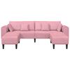 vidaXL Bank met kussen 3 pcs Roze Fluweel