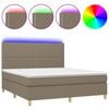 vidaXL Boxspring met matras en LED stof taupe 180x200 cm