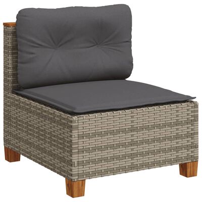 vidaXL 11-delige Loungeset met kussens poly rattan grijs