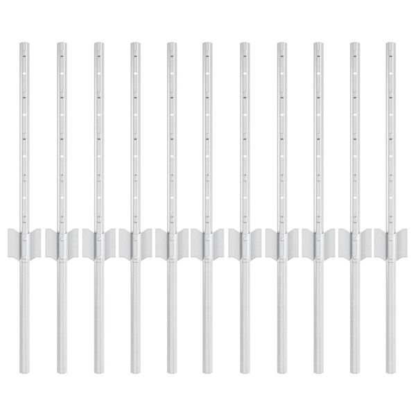 vidaXL Afrasteringspaal 11 pcs Zilver 40 cm Staal