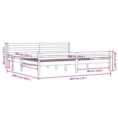 vidaXL Bedframe massief hout 180x200 cm