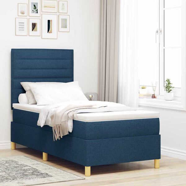 vidaXL Boxspringbed met matras met hoofdeinde Blauw 80 x 200 cm Stof
