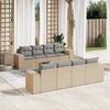vidaXL 9-delige Loungeset met kussens poly rattan beige