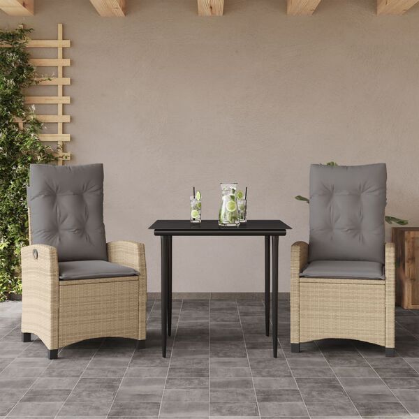 vidaXL 5-delige Tuinset met kussens poly rattan gemengd beige