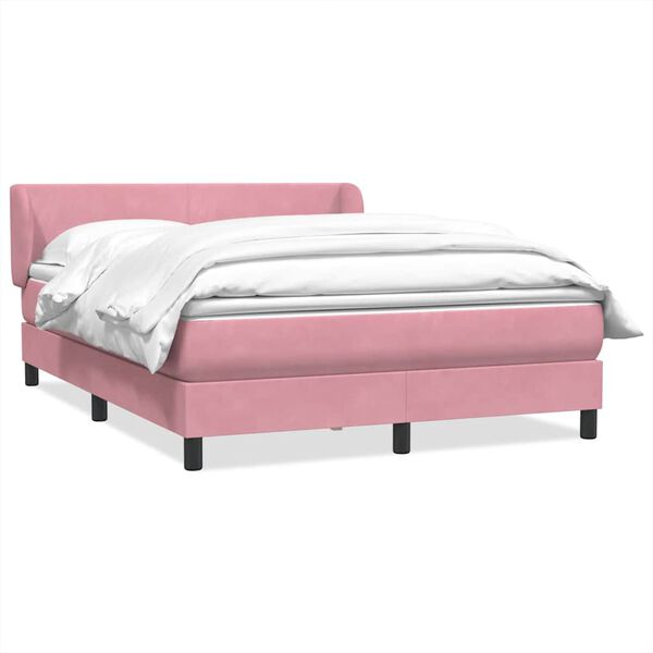 vidaXL Boxspring met matras fluweel roze 140x220 cm