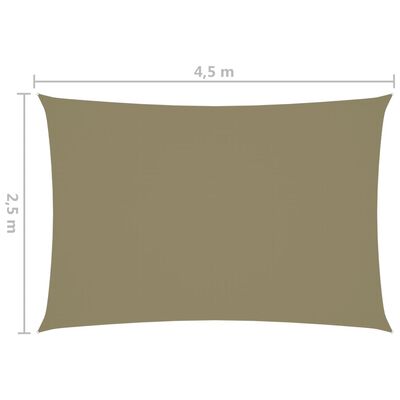 vidaXL Zonnescherm rechthoekig 2,5x4,5 m oxford stof beige
