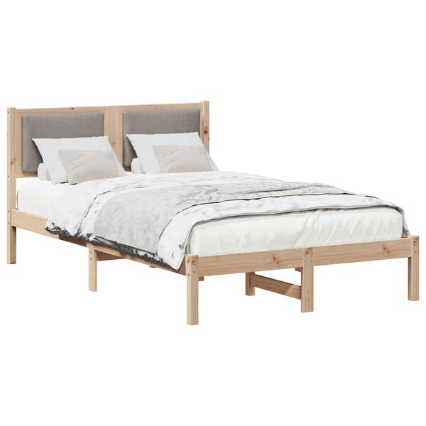 vidaXL Bedframe met hoofdeinde Taupe 120 x 200 cm Massief grenenhout