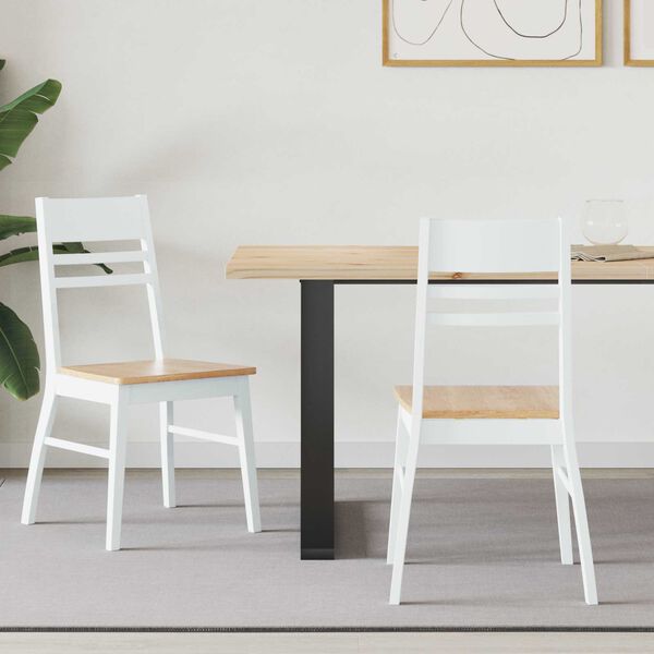 vidaXL Eettafelstoelen 2 pcs Wit 43 x 54 x 89 cm Massief Rubberhout