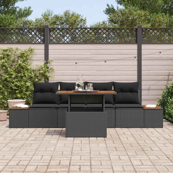 vidaXL Tuin Sofa Set met opslag 5 pcs Zwart Poly riet