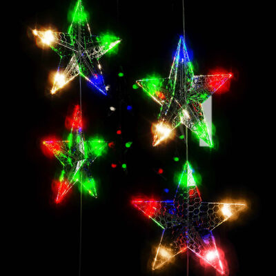 vidaXL Lichtsnoergordijn sterren met 200 LED's 8 functies meerkleurig