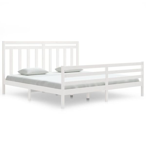 vidaXL Bedframe massief hout wit 180x200 cm