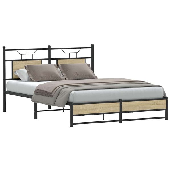 vidaXL Bedframe zonder matras hout sonoma eikenkleurig 137x190 cm