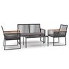 vidaXL 4-delige Loungeset met kussens staal zwart