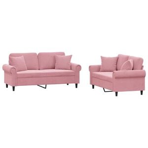 vidaXL 2-delige Loungeset met kussens fluweel roze