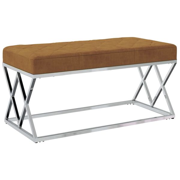 vidaXL Bankje fluweel en roestvrij staal bruin