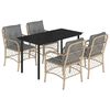 vidaXL 5-delige Tuinset met kussens poly rattan gemengd beige