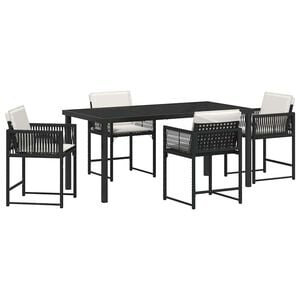 vidaXL Tuin eettafelset 5 pcs Zwart poly rattan