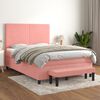 vidaXL Boxspring met matras fluweel roze 140x200 cm