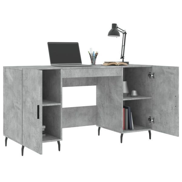 vidaXL Bureau 140x50x75 cm bewerkt hout betongrijs