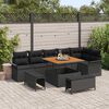vidaXL Tuinbankenset met kussen 9 pcs Zwart poly rattan