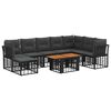 vidaXL Tuinbankenset 9 st Zwart en Donkergrijs poly rattan