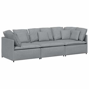vidaXL Modulaire bank met kussens stof lichtgrijs
