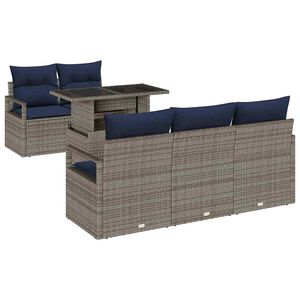 vidaXL Tuin Sofa Set met opslag met kussen 6 pcs Grijs poly rattan