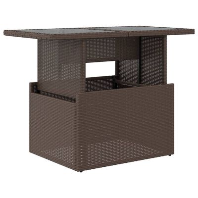 vidaXL Tuintafel met glazen blad 100x55x73 cm poly rattan bruin