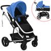 vidaXL Kinderwagen 2-in-1 aluminium blauw en zwart