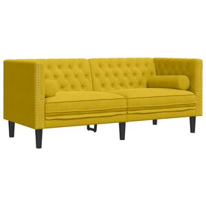 vidaXL Tweezitsbank Chesterfield-stijl en bolsters fluweel geel