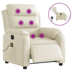 vidaXL Massagestoel verstelbaar elektrisch kunstleer cr&egrave;mekleurig