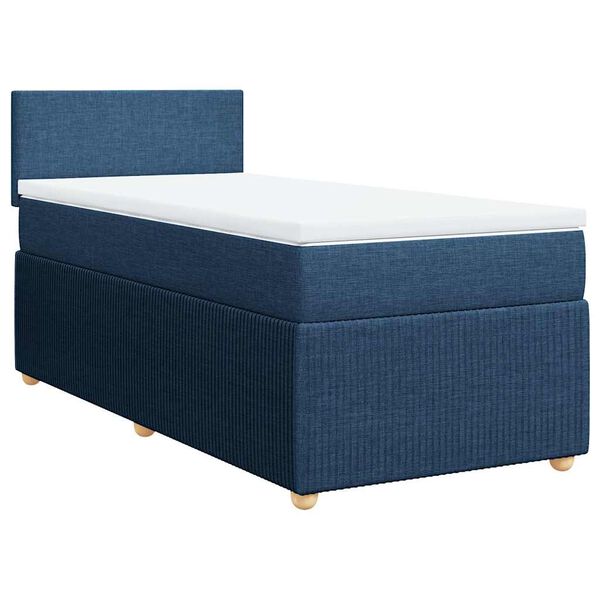 vidaXL Boxspring met matras stof blauw 100x200 cm