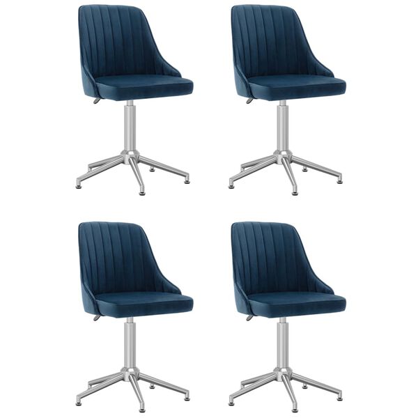 vidaXL Eetkamerstoelen draaibaar 4 st fluweel blauw