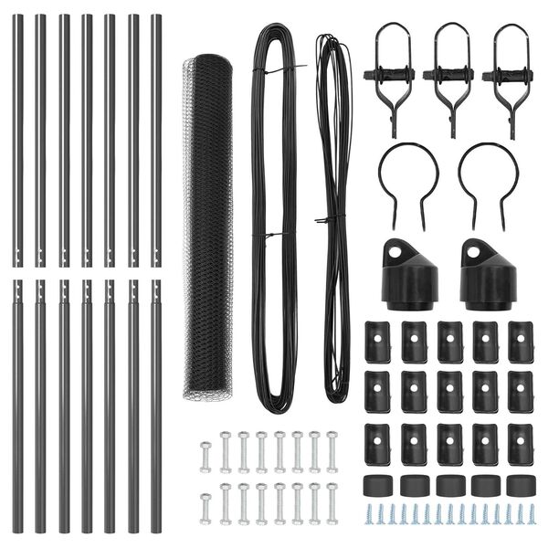 vidaXL Afrasteringspaal Grijs 10 x 1 m (25 mm gaas) Staal en PVC