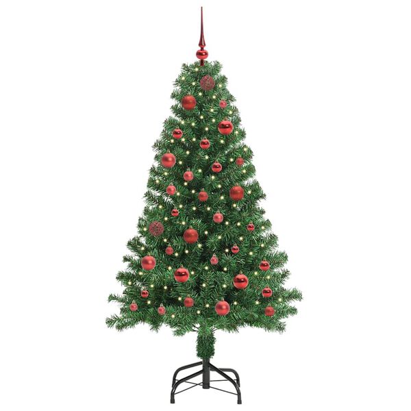 vidaXL Kunstkerstboom Groen 150 cm PVC en Staal en Kunststof
