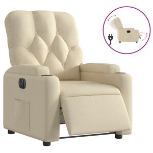 vidaXL Fauteuil verstelbaar elektrisch stof cr&egrave;mekleurig