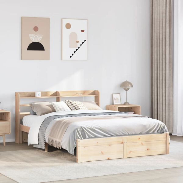 vidaXL Bedframe met hoofdbord massief grenenhout 120x200 cm