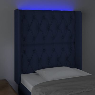vidaXL Hoofdbord LED 83x16x118/128 cm stof blauw