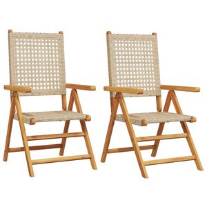 vidaXL Tuinstoelen 2 st massief acaciahout en poly rattan beige