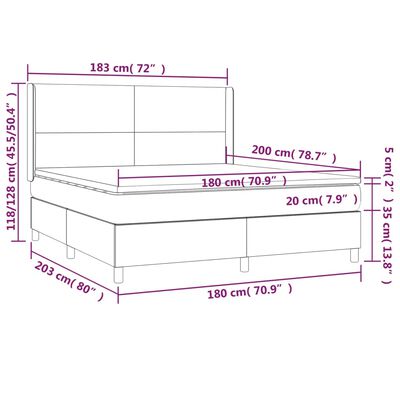 vidaXL Boxspring met matras kunstleer zwart 180x200 cm