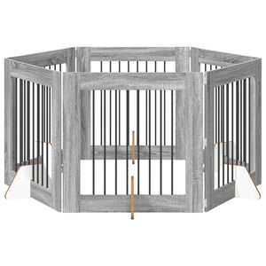 vidaXL Hondenhekje met standaards 6 pcs Grijs sonoma 80 x 80 cm