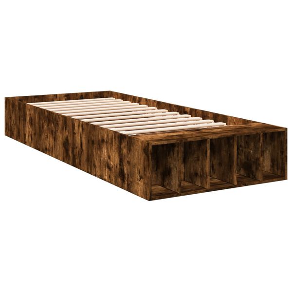 vidaXL Bedframe bewerkt hout gerookt eikenkleurig 90x190 cm