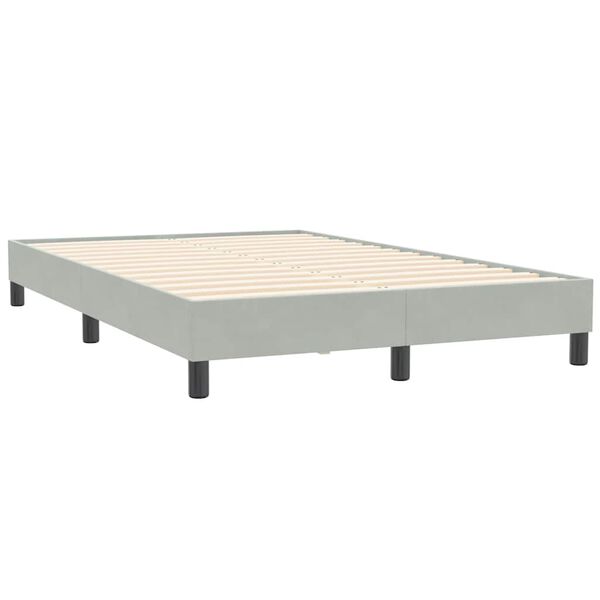 vidaXL Boxspring met matras fluweel lichtgrijs 120x210 cm