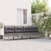 vidaXL 4-delige Loungeset met kussens poly rattan grijs