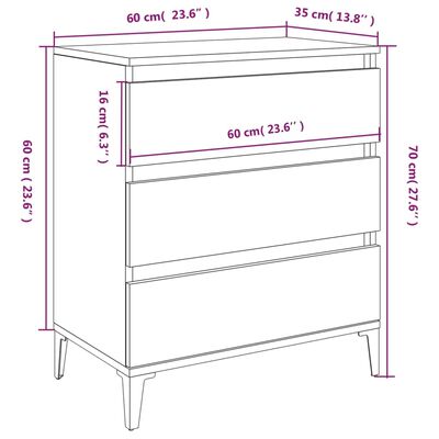 vidaXL Dressoir 60x35x70 cm bewerkt hout gerookt eikenkleurig