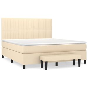 vidaXL Boxspring met matras stof cr&egrave;mekleurig 180x200 cm