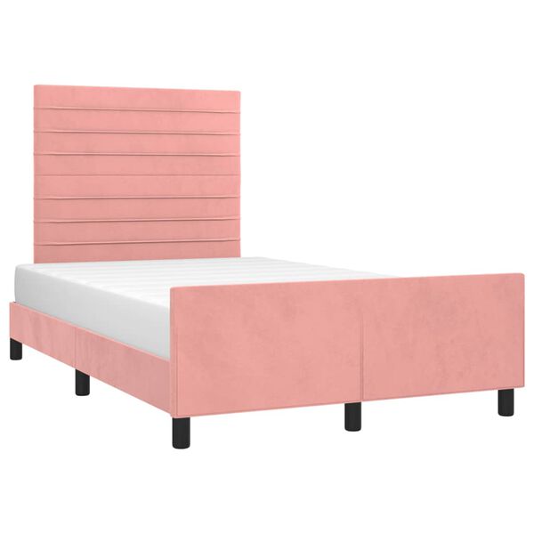 vidaXL Bedframe zonder matras 120x190 cm fluweel roze