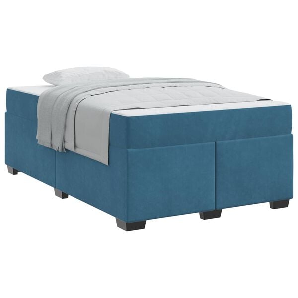 vidaXL Bedframe met matras Donkerblauw 120 x 200 cm Stof