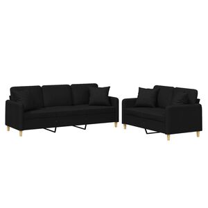 vidaXL 2-delige Loungeset met kussens stof zwart